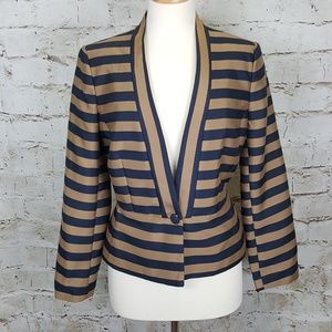 Ann Taylor Taupe and Navy Striped Blazer
